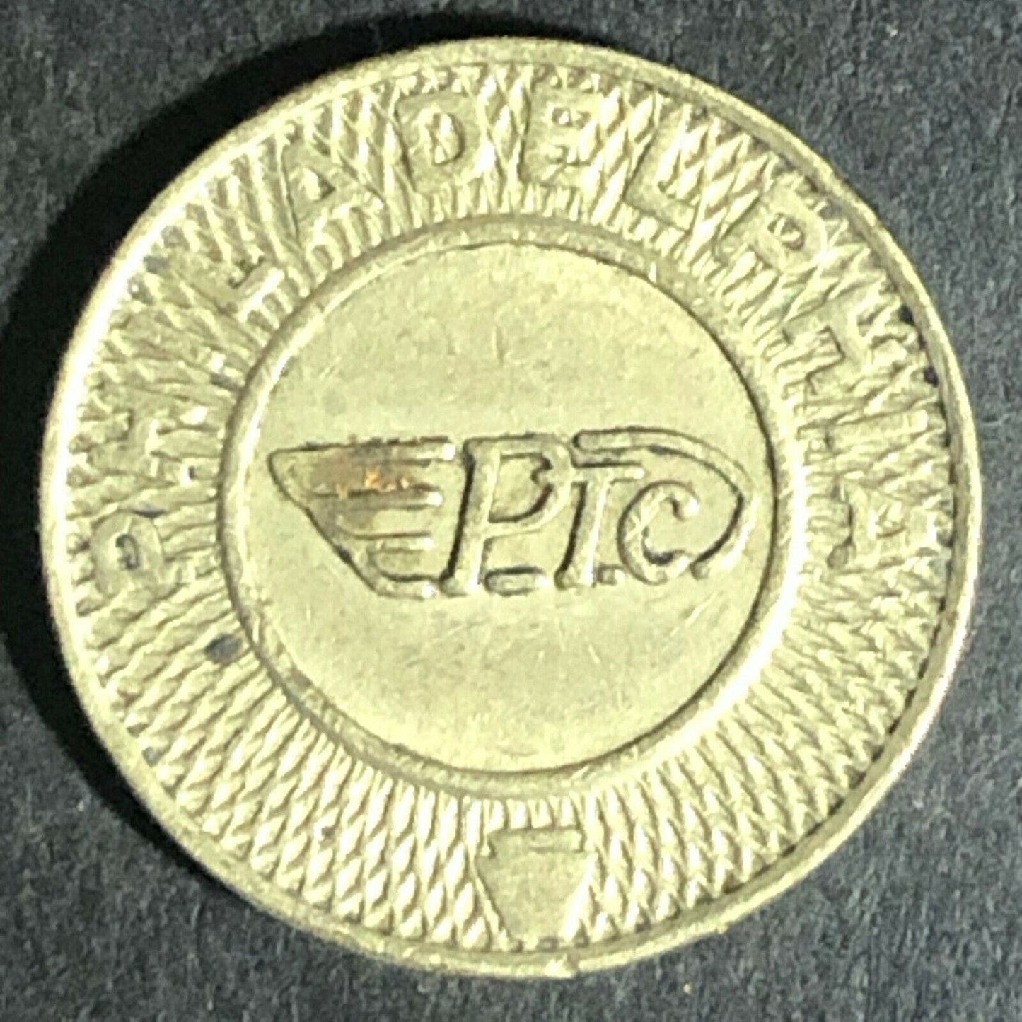 Brass G/F One Fare Transit Token Philadelphia Transportation Co. PTC 16mm (1870)