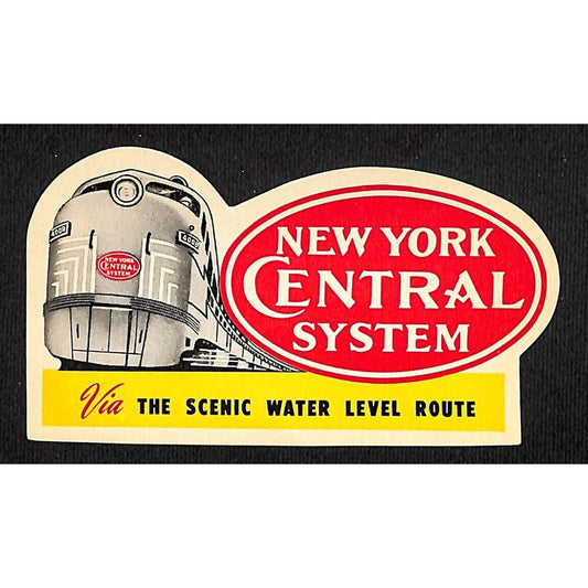New York Central System Railroad Die Cut Luggage Label c1940's VGC