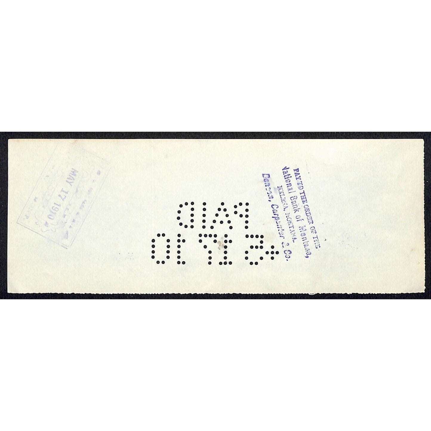 Helena Montana Union Bank and Trust Co 1910 Payment Receipt Eagle Globe Vignette
