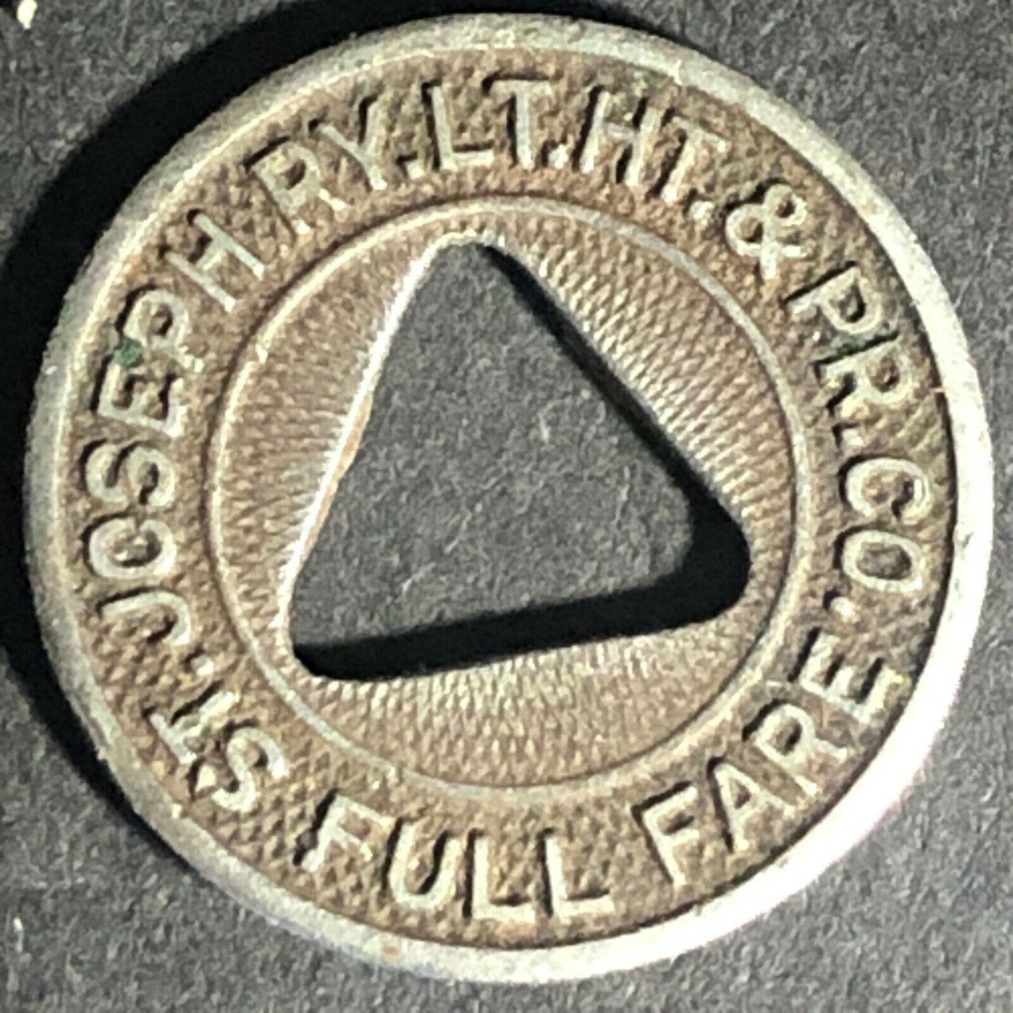 Scarce St. Joseph RY. LT. HT. & PR Co. MO Full Fare Brass Token 16mm - Triangle