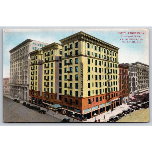Hotel Lankershim Los Angeles Postcard - NP c1915 Many Automobiles VGC