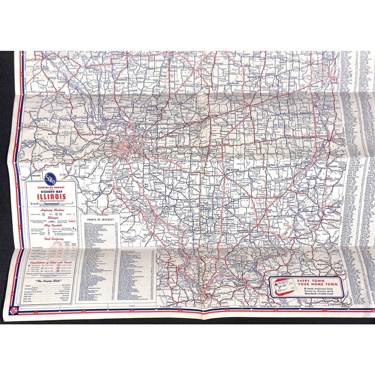 Standard Oil Company Highway Map of Illinois c1950 18