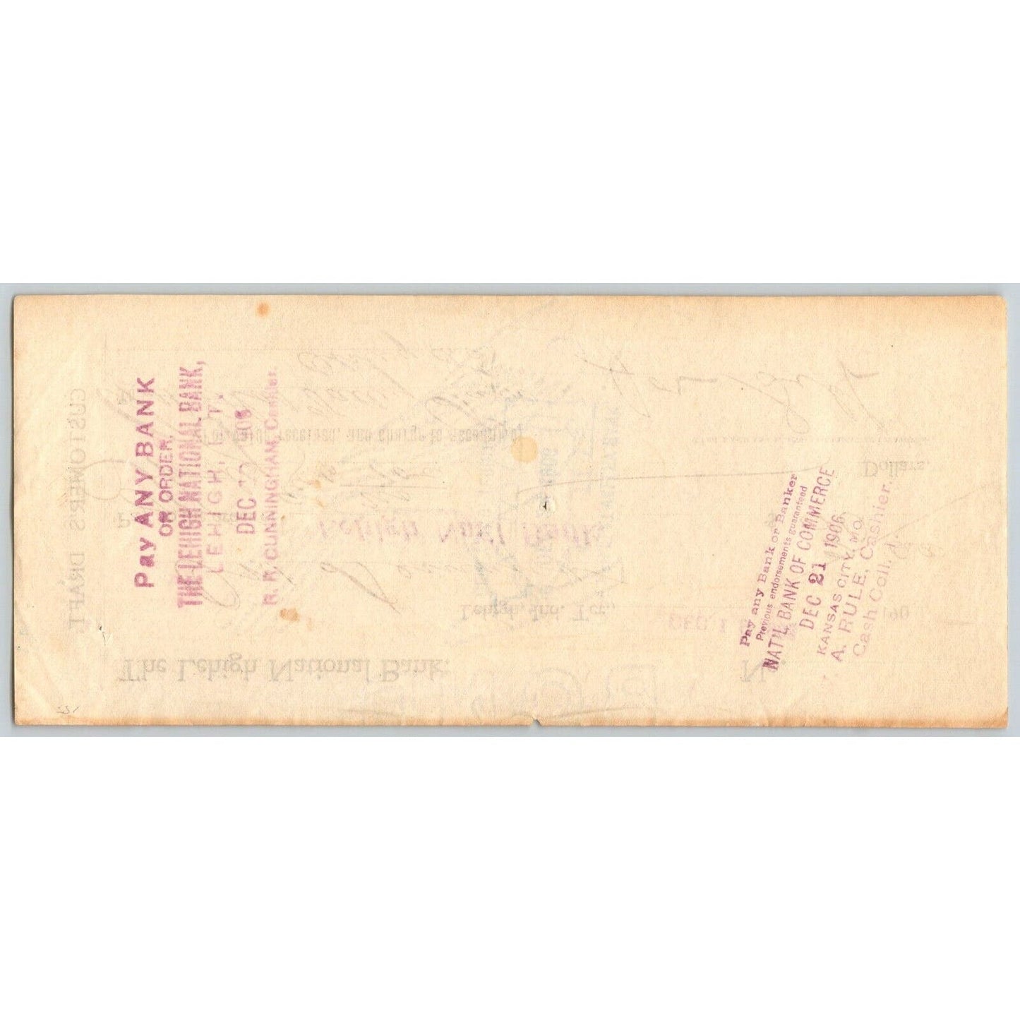 Lehigh, Oklahoma Indian Territory 1906 Lehigh National Bank Check - Scarce