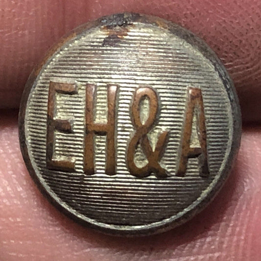 EH&A Railroad Uniform Button Brass 1/2" Convex New Haven Car Regist. Scarce
