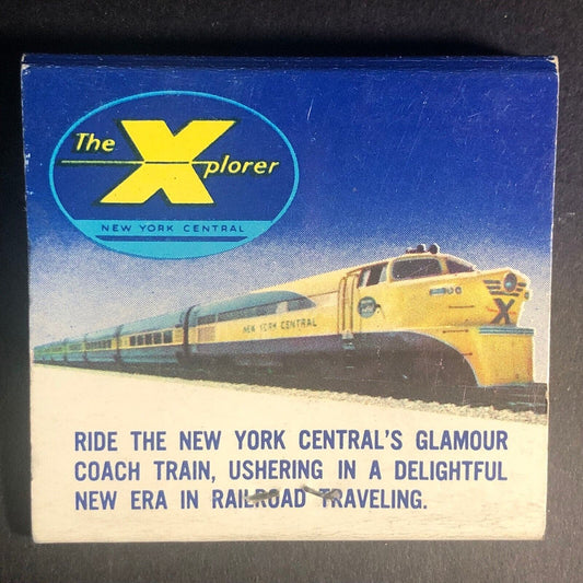 New York Central Railroad "The Explorer" Full 30-Strike Matchbook c1956 VGC