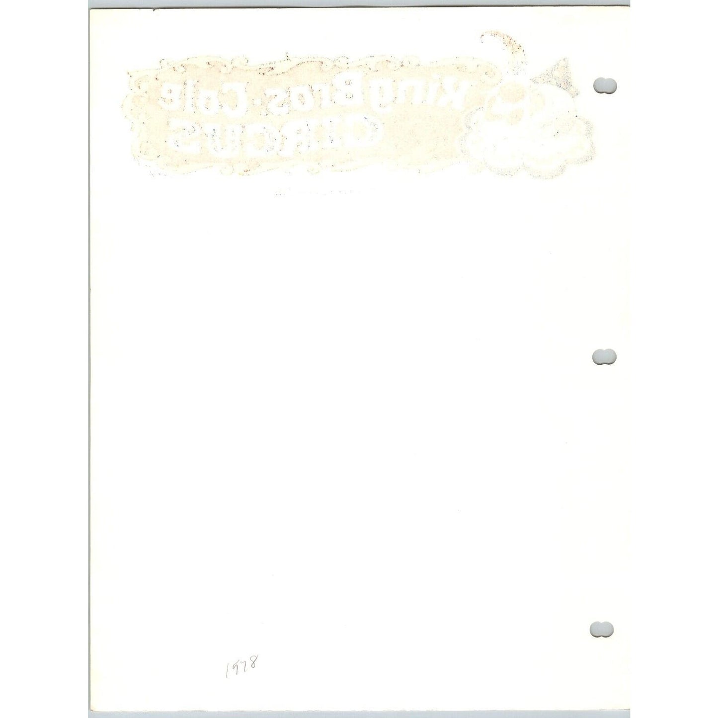 King Bros. Cole 3 Ring Combined Circus Letterhead Winter Park, FL c1965-75
