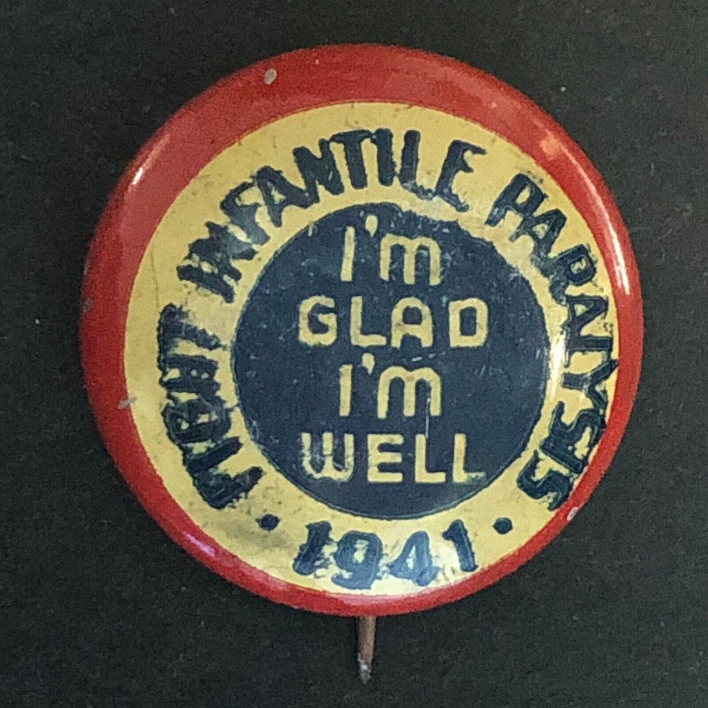 1941 Fight Infantile Paralysis March of Dimes? Celluloid Steel Pinback Button