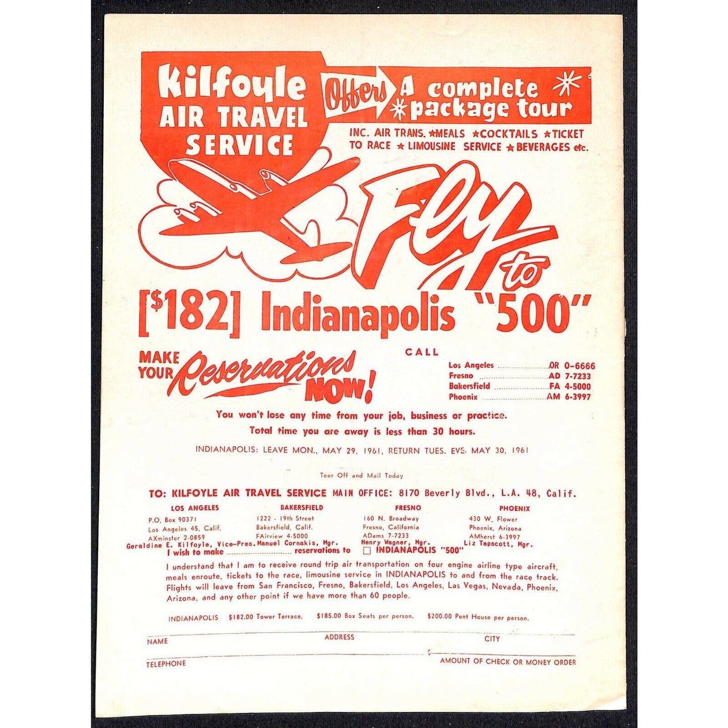 Scarce May 3 1961 Auto Racing CRA Big Car Program Ascot Gardena, CA 12pp