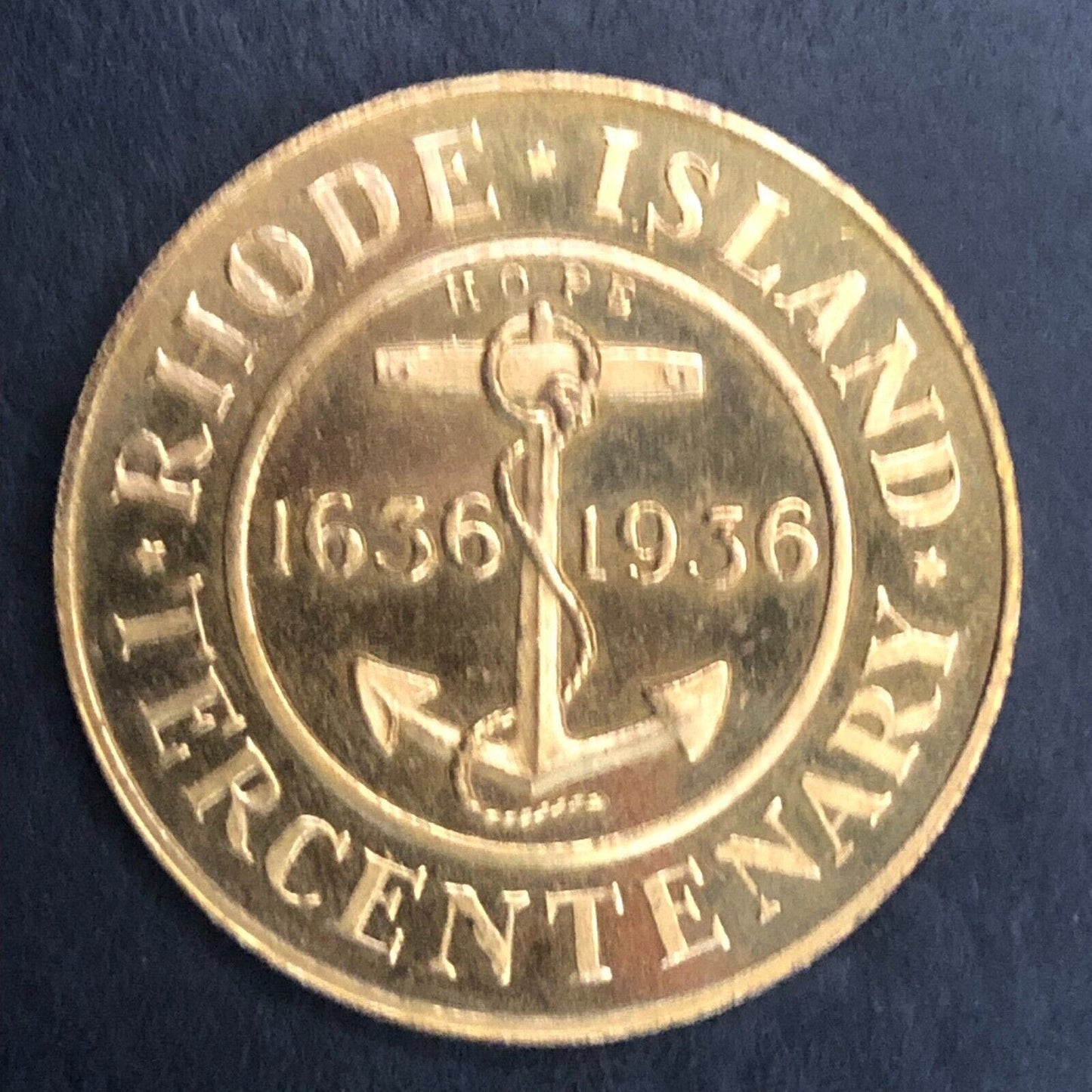 1636 - 1936 Rhode Island Tercentennial Roger Williams Landing Medal 32mm Scarce