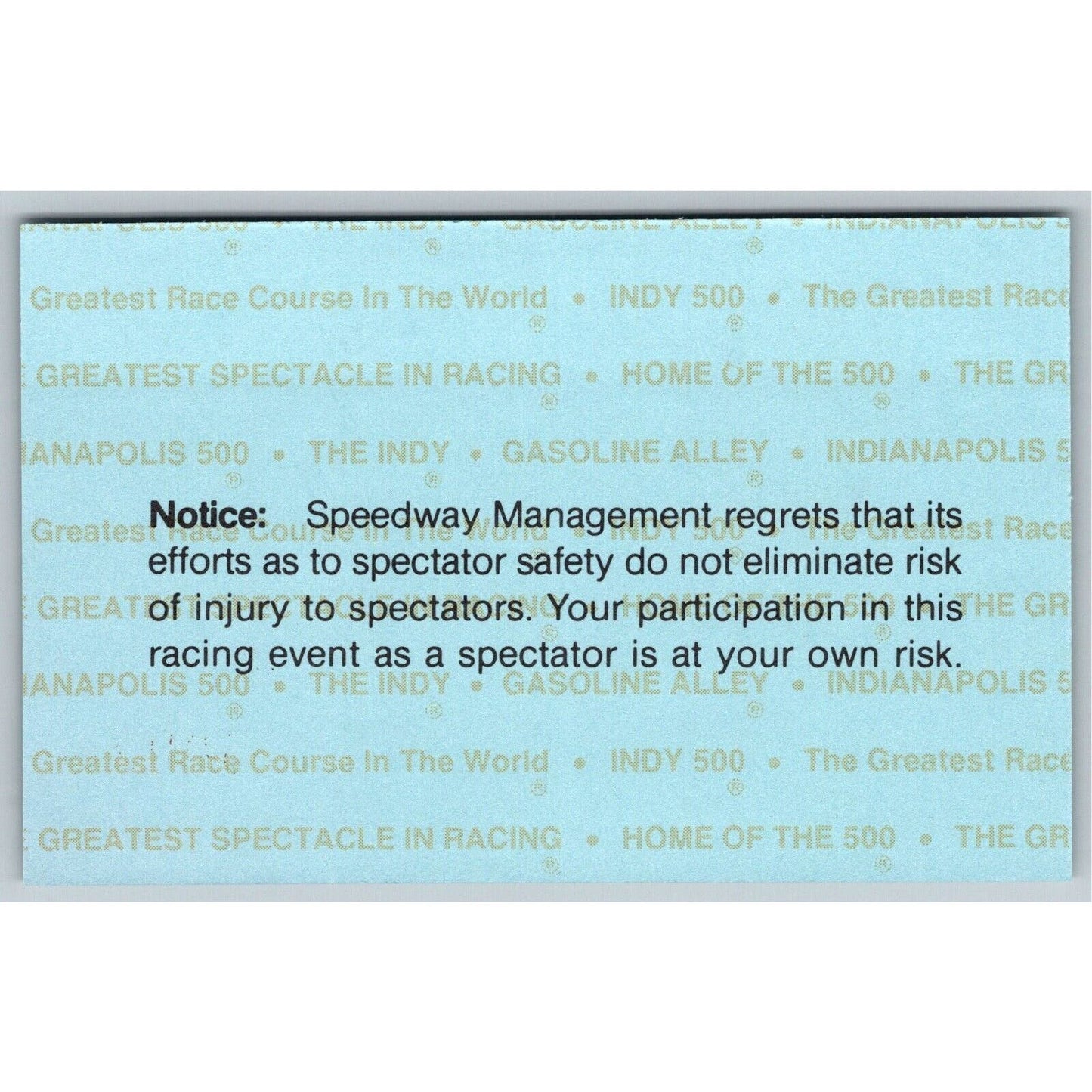 1997 Indy 500 Practice Day Grounds Admission Comp Ticket Pass Card IMS #5906 VGC
