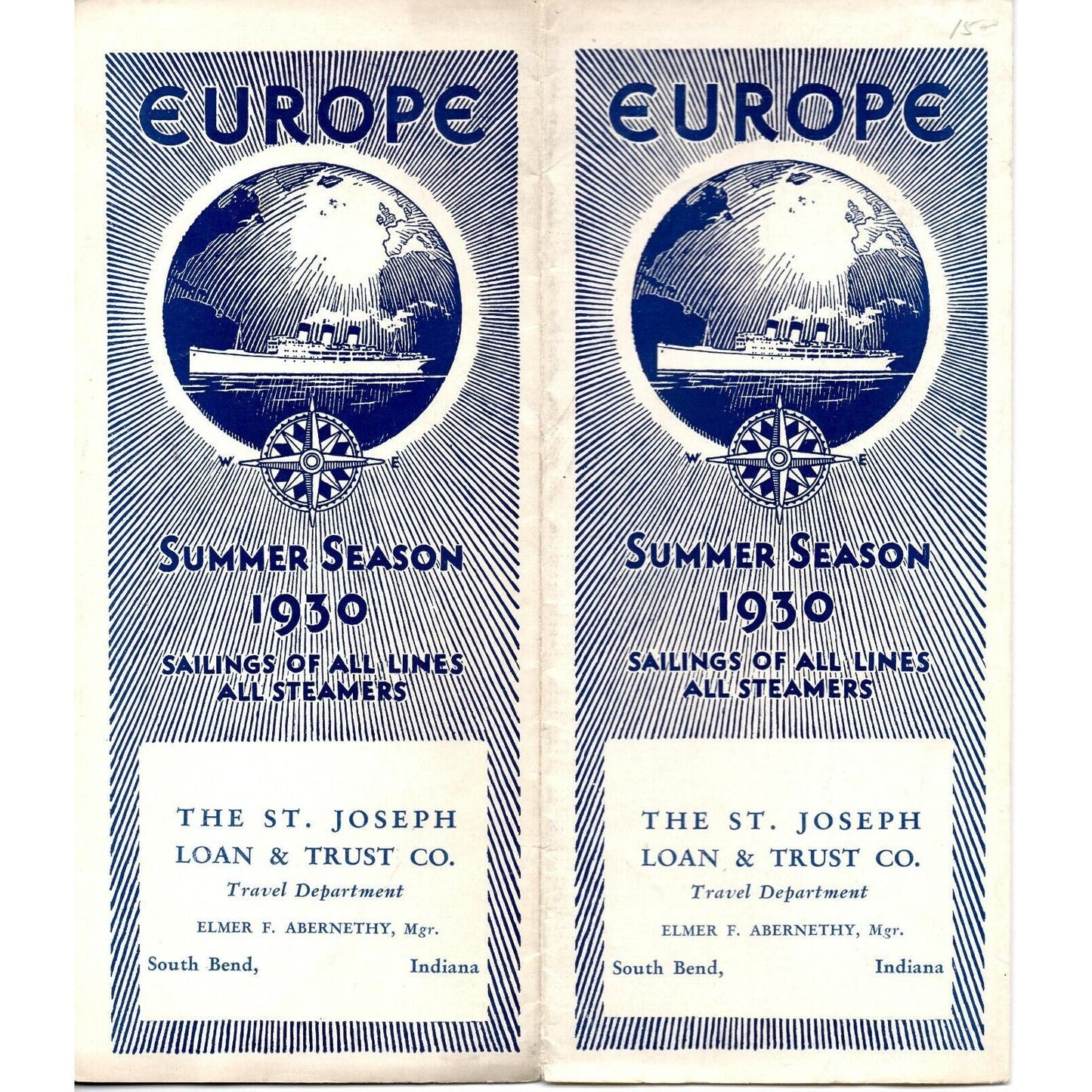 1930 "Summer Season 1930" Europe "Sailings of All Lines" Cruise "South Bend, IN"