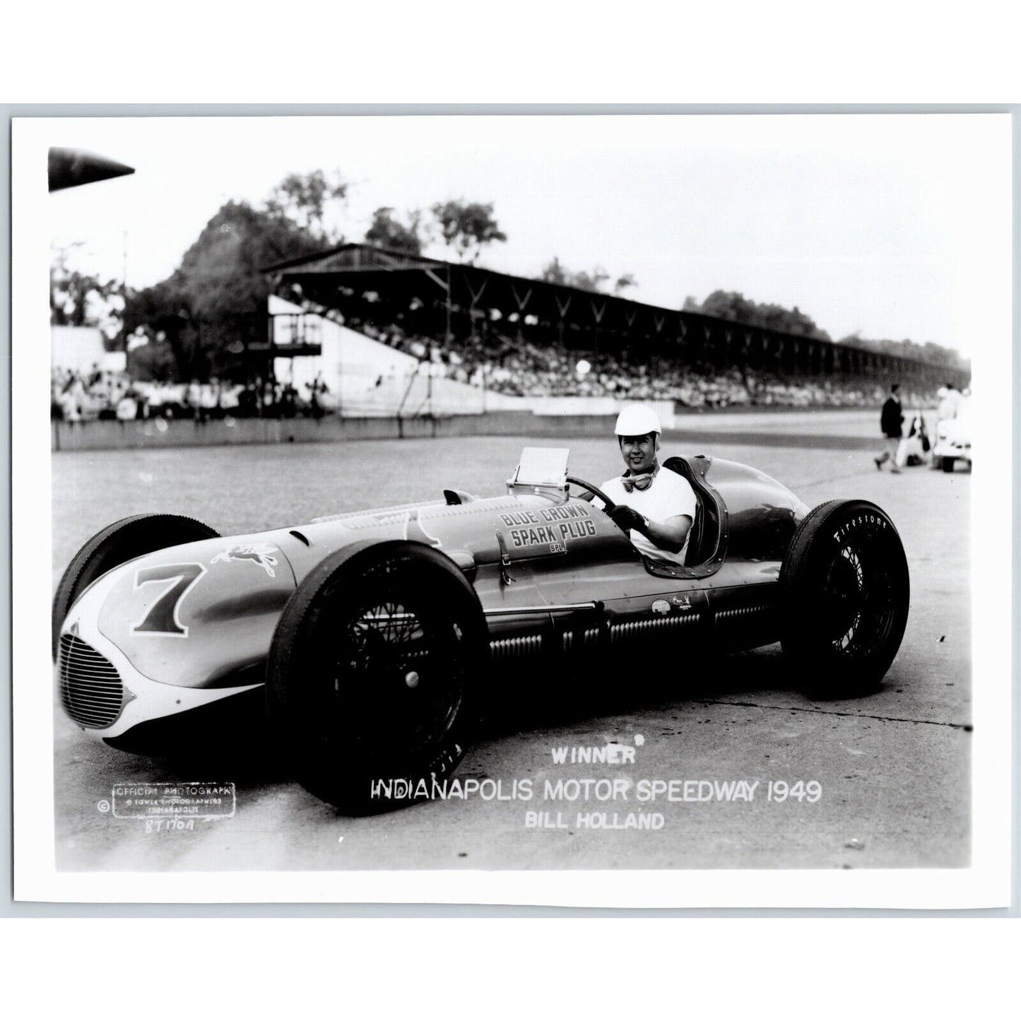 Bill Holland Indy 500 Winner 1949 - 8 x 10 Glossy B&W Photograph VGC Stamped
