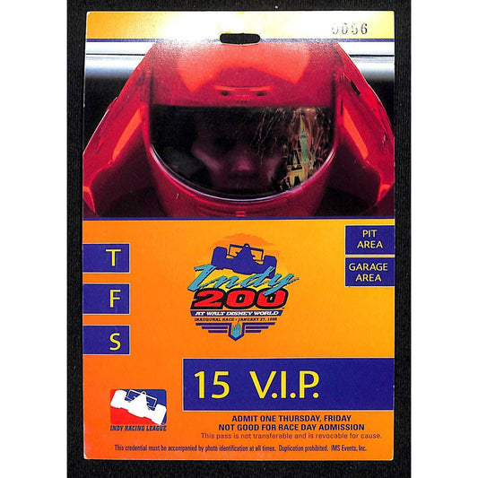 1996 Indy 200 Walt Disney World 15 V.I.P Pit Pass #0056 Ticket - VGC Scarce