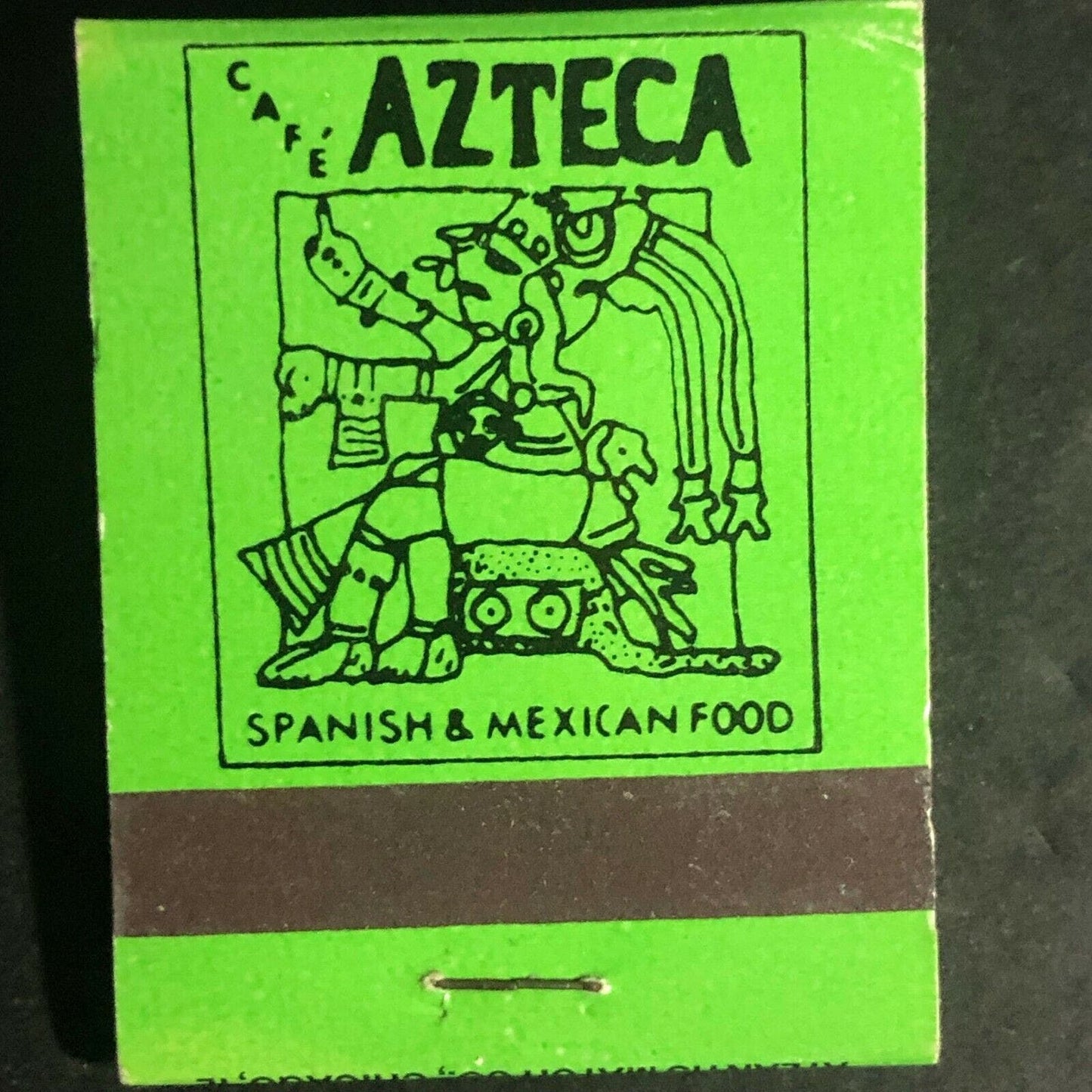 Vintage c1970's Full Matchbook "Cafe Azteca" Spanish Mexican Rest. Chicago (GRN)