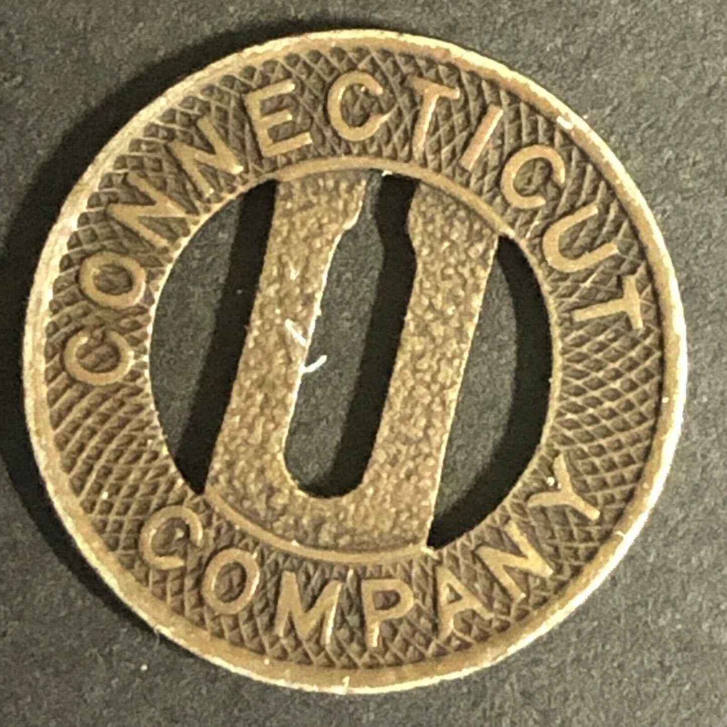 c1920-40's 16mm "Connecticut Company" G/F One Fare - Brass Transit Token CT