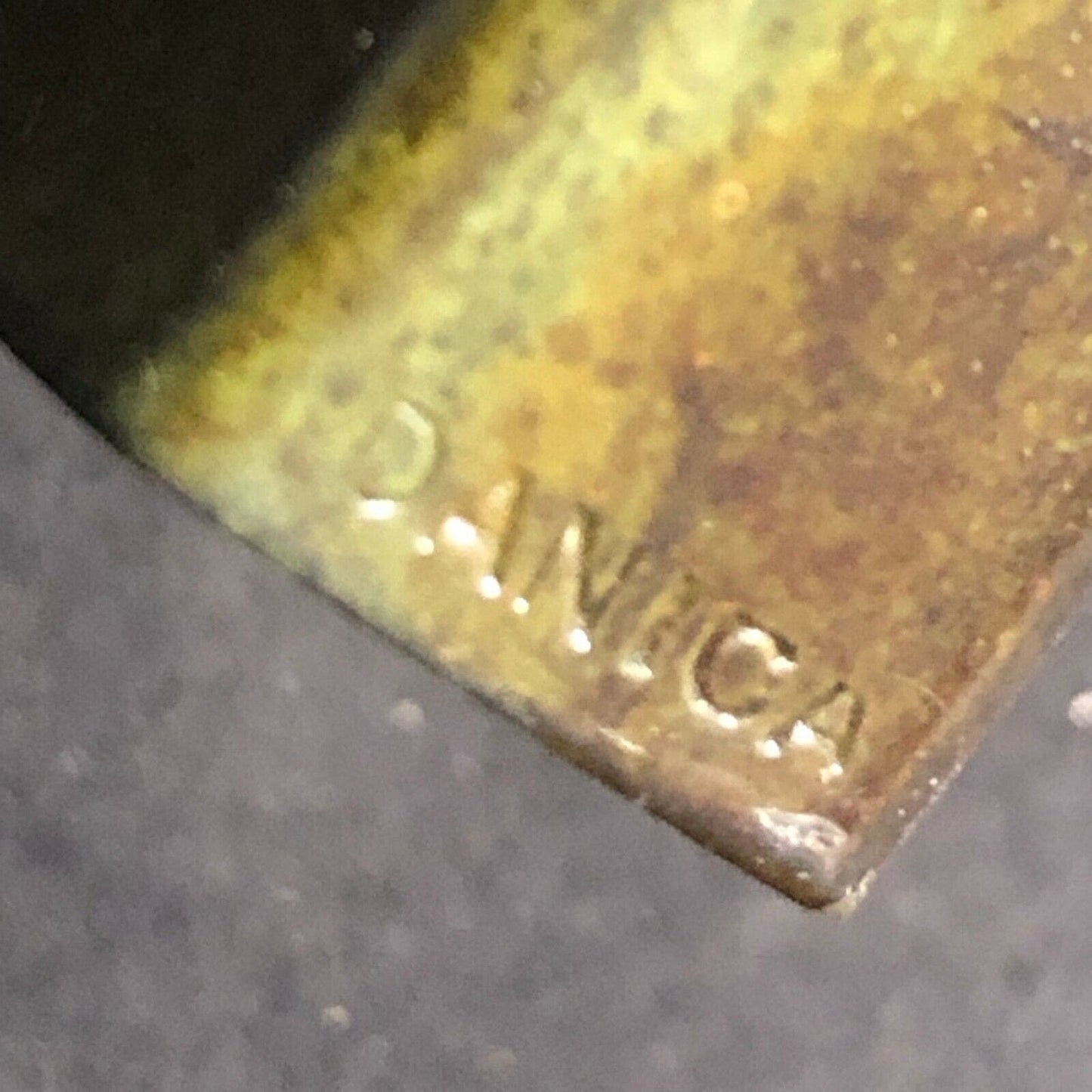 c1960's-70's Brass Colored Matchbox w/ Affixed Dansk Rigsvaben Enameled? Emblem