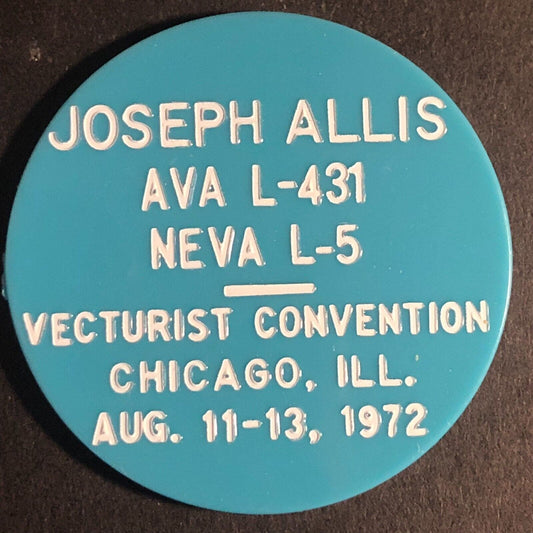 Joseph Allis AVA Convention Collector* 1972 Plastic Trade Token 38mm VGC