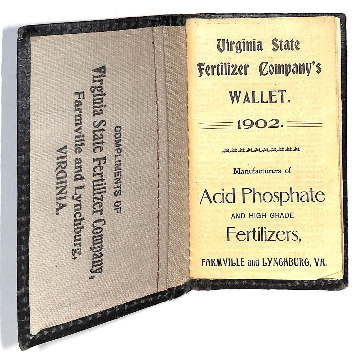Farmville Lynchburg 1902 Virginia State Fertilizer Co. Wallet / Booklet 40+pp
