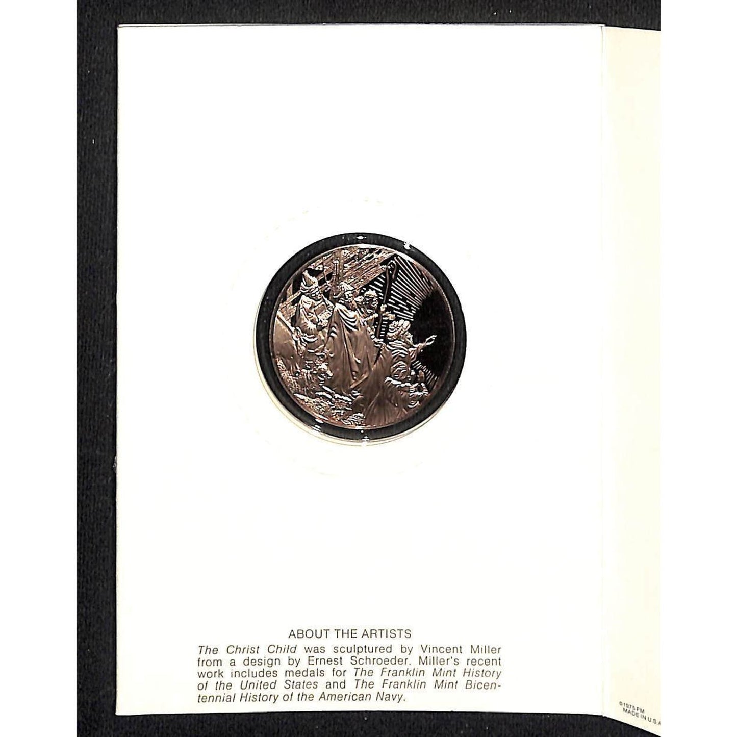 Franklin Mint "The Christ Child" Vincent Miller / Ernest Schroeder Medal 1975