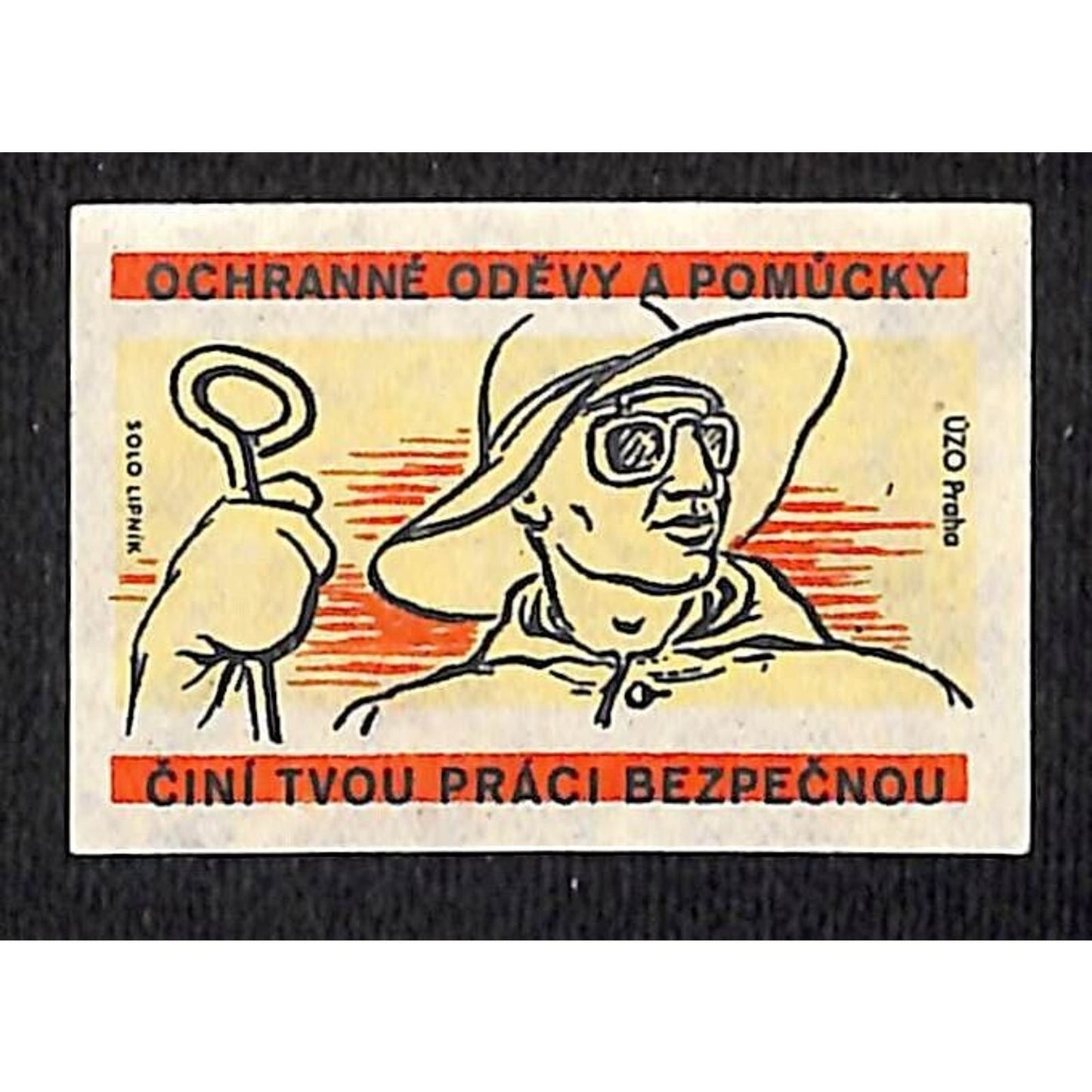 Vintage Czech–Slovak Matchbox Label - Protective Clothing Keep Your Work Safe