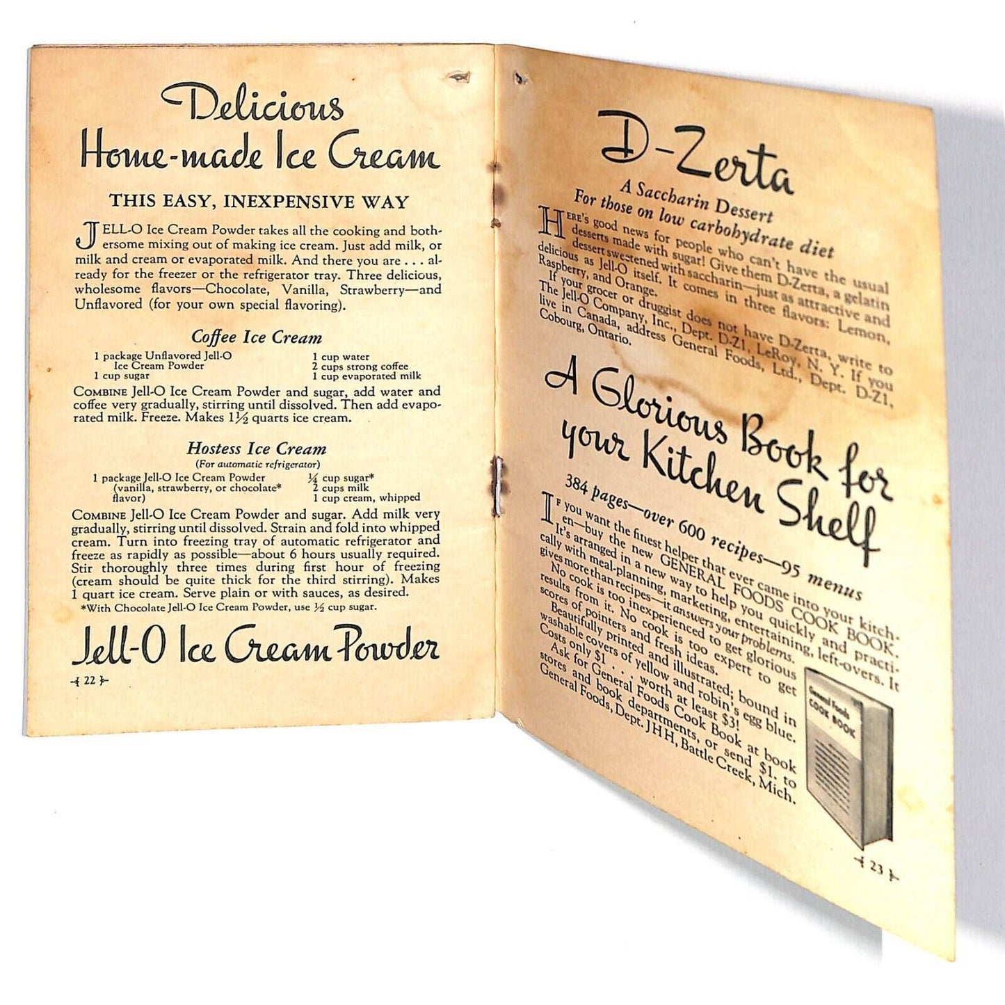 Jell-O Recipe Booklet "6 Delicious Flavors" c1934 23pp