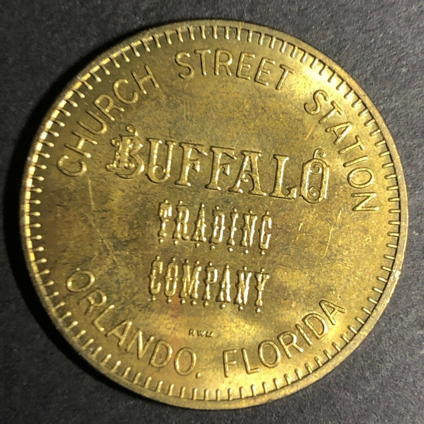 Early 1990's 28.5mm Brass Buffalo Trading Company Orlando, FA Advertising Token
