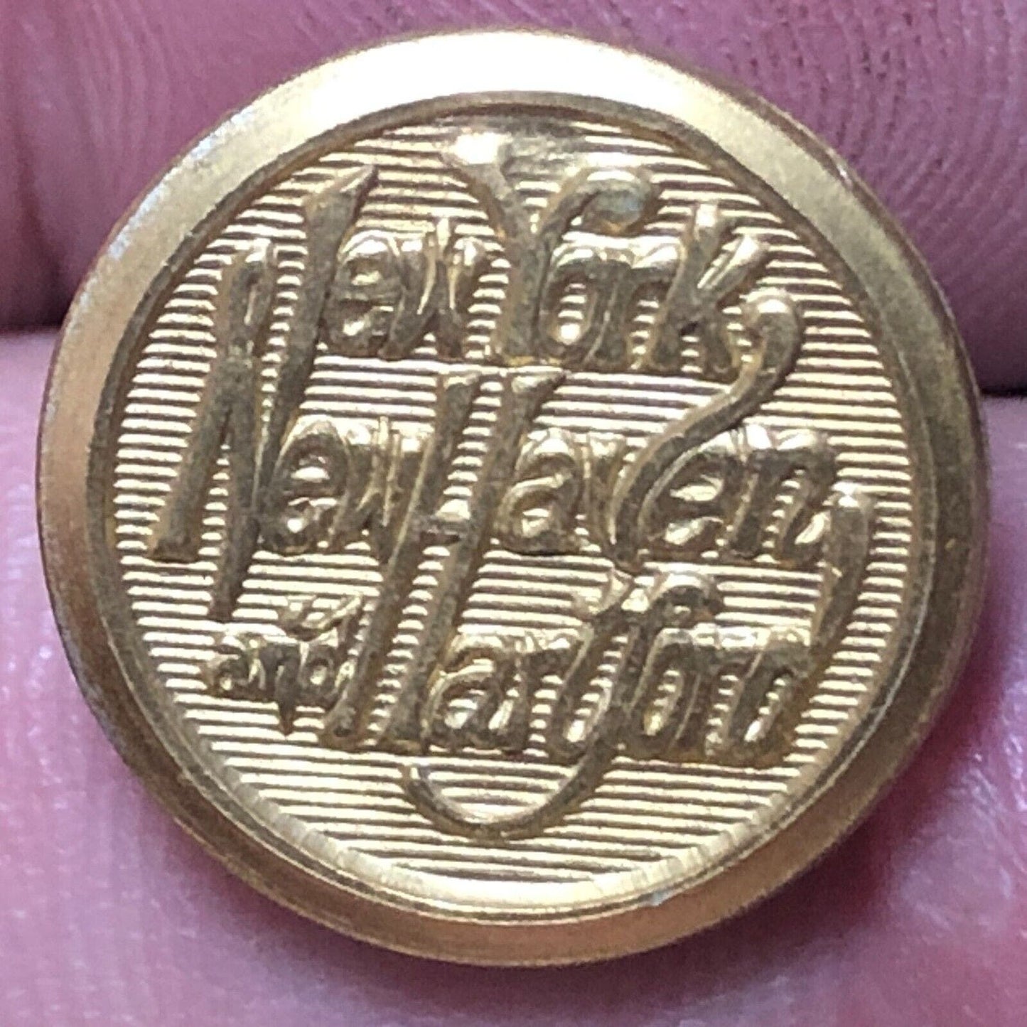 New York New Haven Hartford NH Railroad Brass Uniform Button 1/2" -Extra Quality