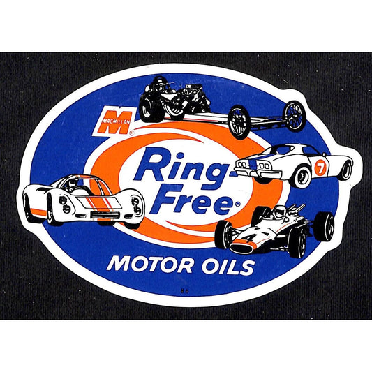 Macmillan Motor Oils Ring Free Racing Sticker c1960's-70's VGC