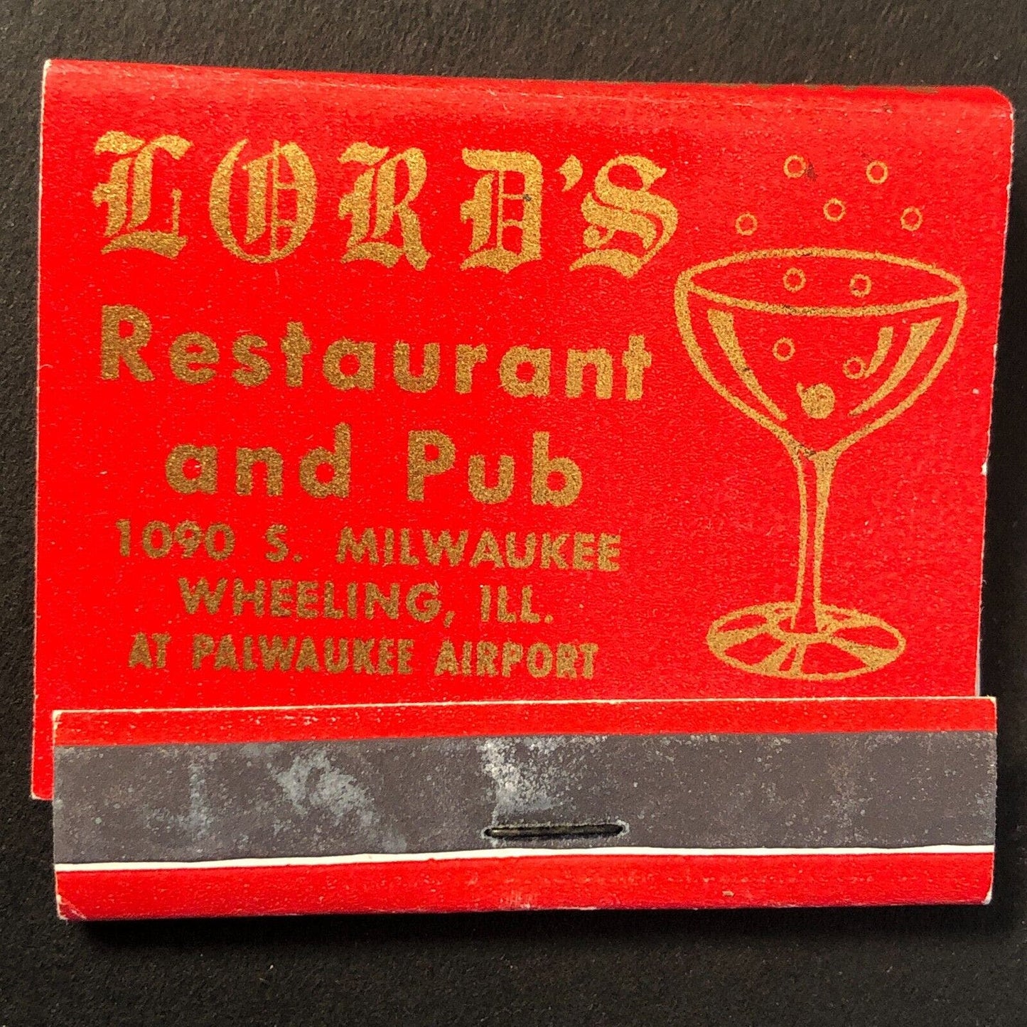 Lord's Restaurant and Pub Wheeling, IL Vintage Full Matchbook c1950's-60's VGC