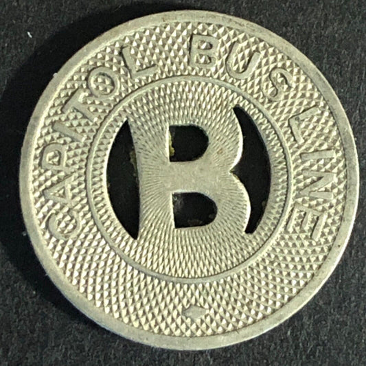 Capitol Bus Line (Bismarck ND) WM G/F One Bus Fare Transit Token -- 20mm