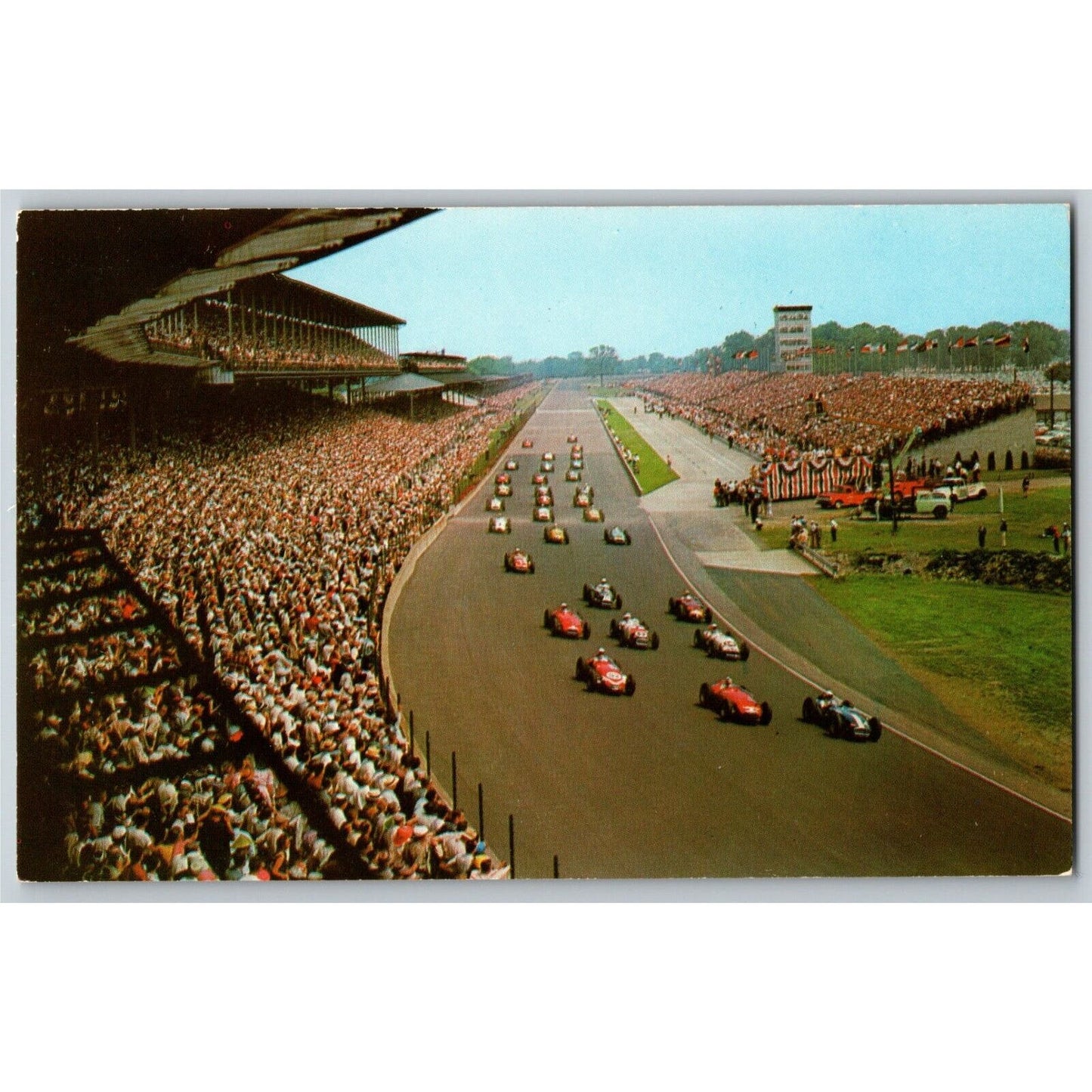 Indy 500 Postcard 1957 "Pace Lap for Annual 500 - Indianapolis Unposted - VGC