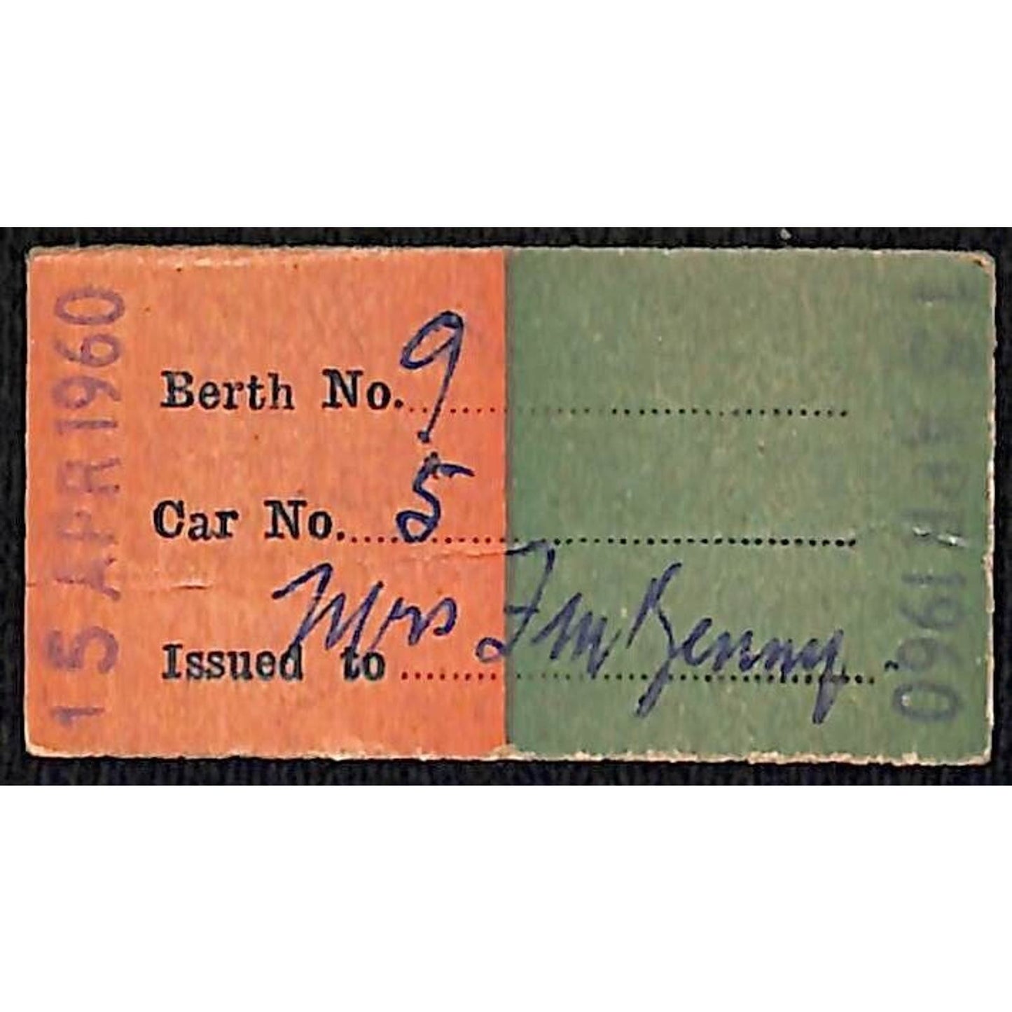 1960 WAGR Apple Festival Excursion Ticket Perth Australia Donnybrook #0104