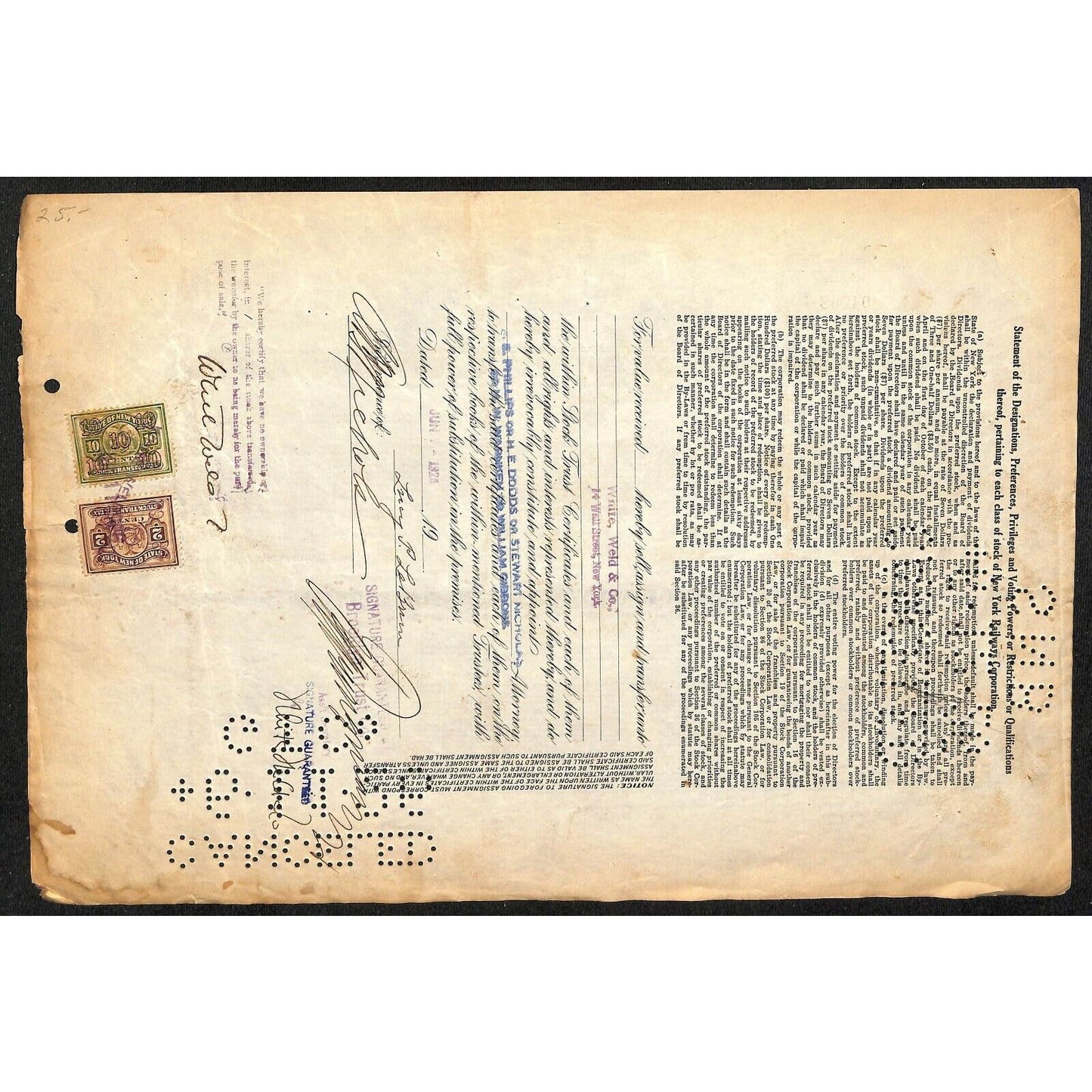 New York Railways Participation Corporation 1924 Cancel 26' Stock Certificate
