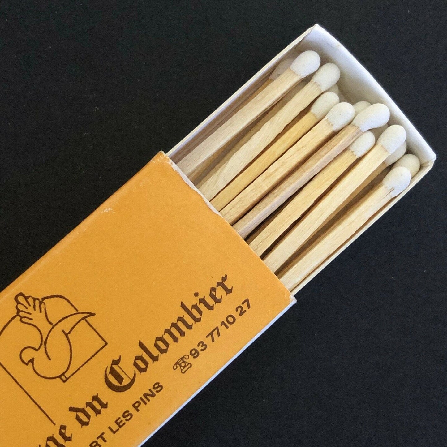 c1960's-70's Wooden Matchbox Matchbook - Hotel Auberge du Colombier France