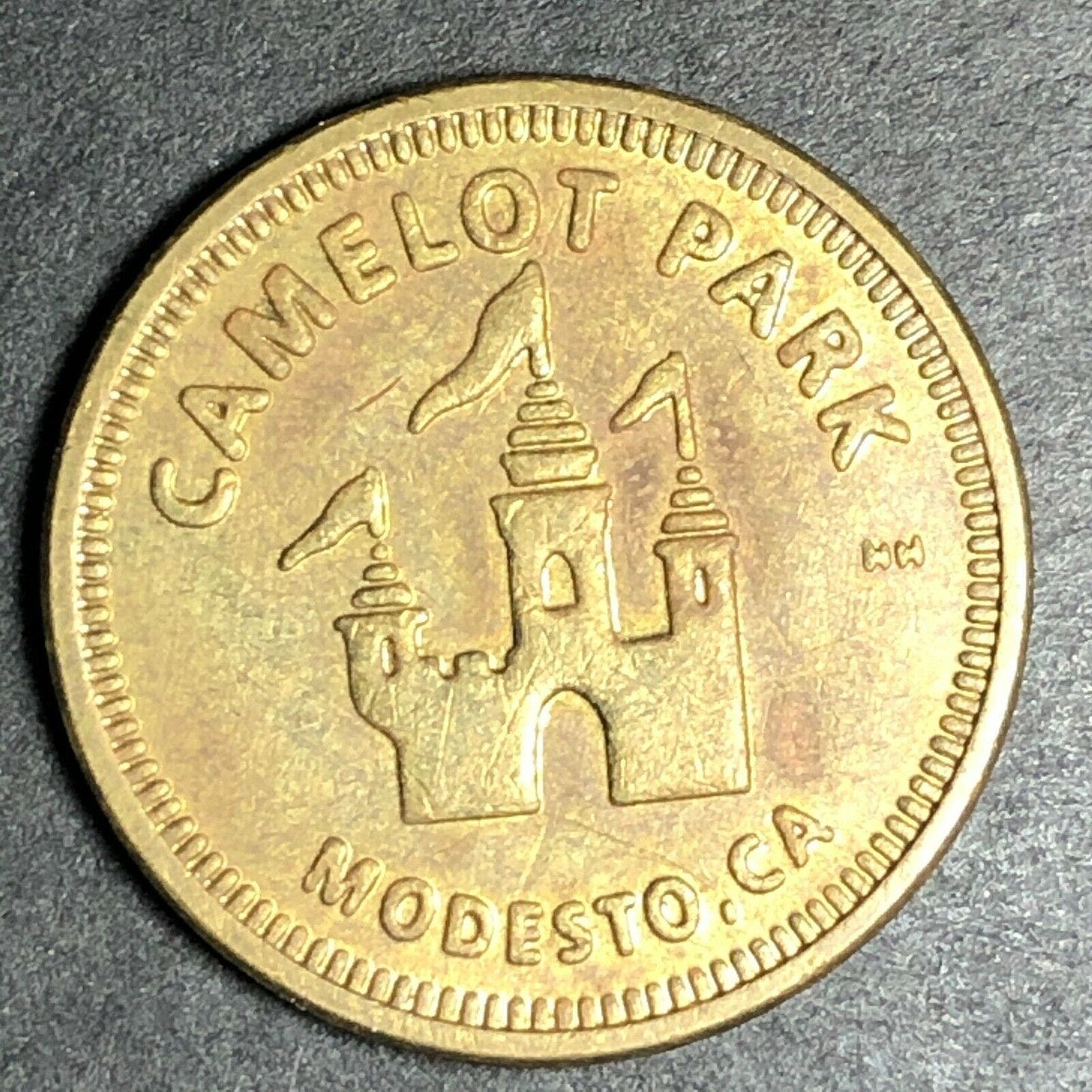 22.8mm Vintage Pepsi Camelot Park Brass Token - Modesto, CA