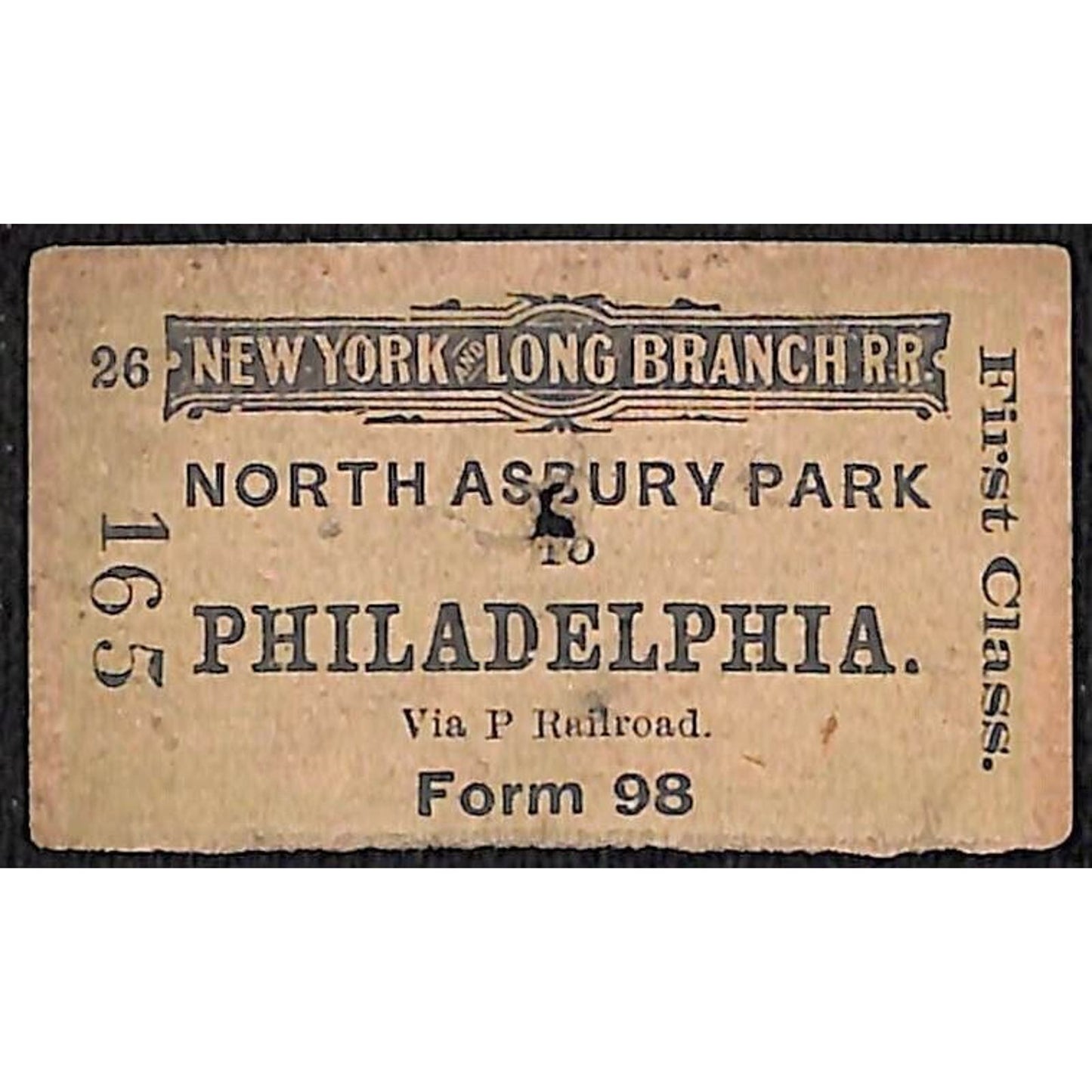 New York & Long Branch Railroad 1901 North Asbury Park to Philadelphia #165