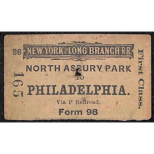 New York & Long Branch Railroad 1901 North Asbury Park to Philadelphia #165