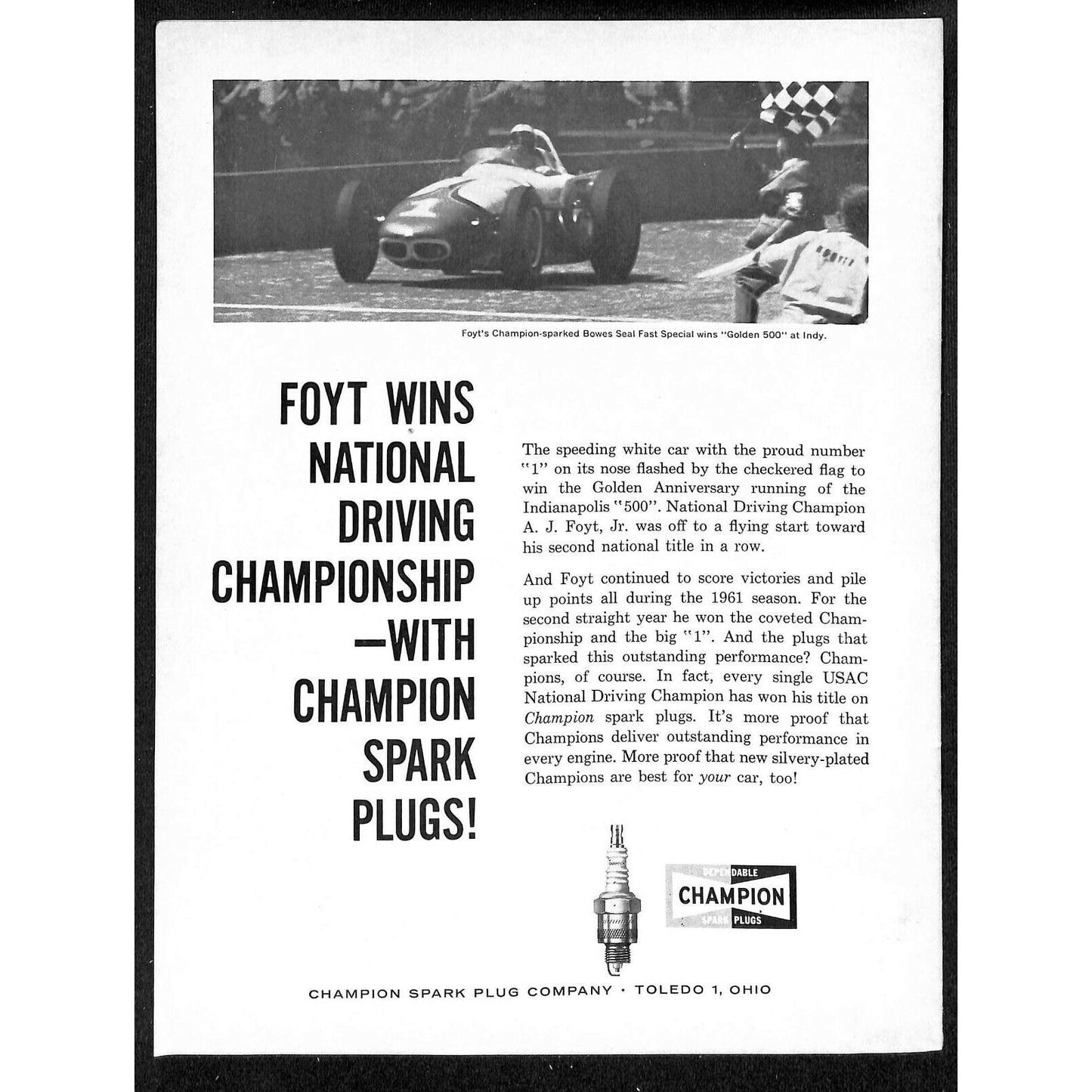 Scarce 11/3 1962 Auto Racing USAC Program Ascot Gardena, CA 16pp Foyt Parnelli