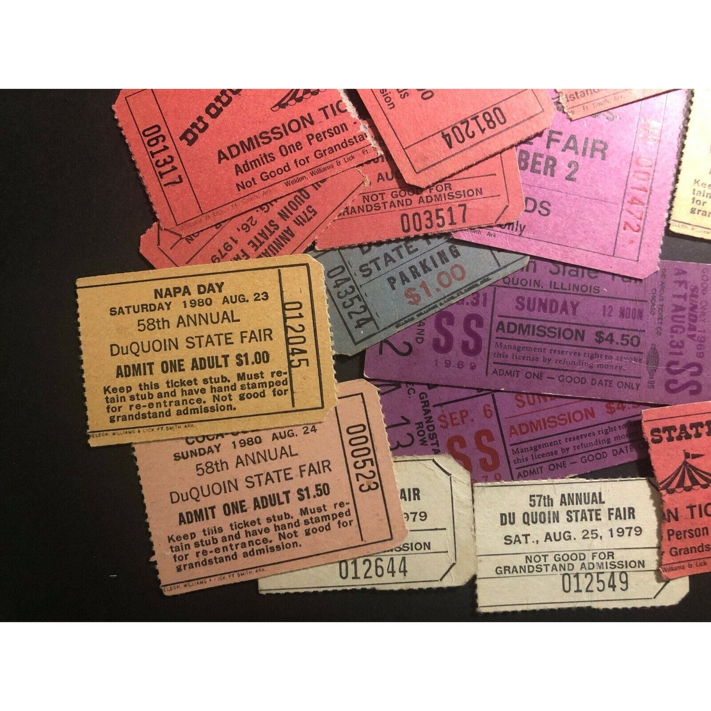 Du Quoin State Fair Ticket Stubs Group of 22 1979-80 incl.1ea Unused 69' 70'
