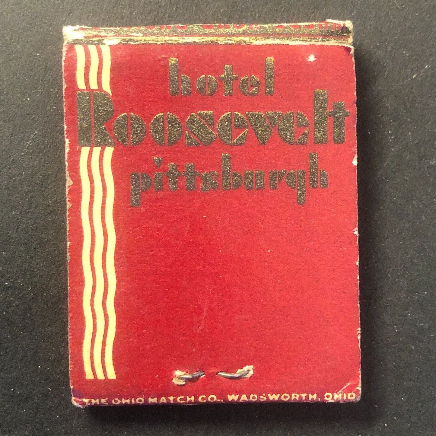 Hotel Roosevelt Pittsburgh Half Full (-6) Vintage Matchbook c1964-73 Scarce