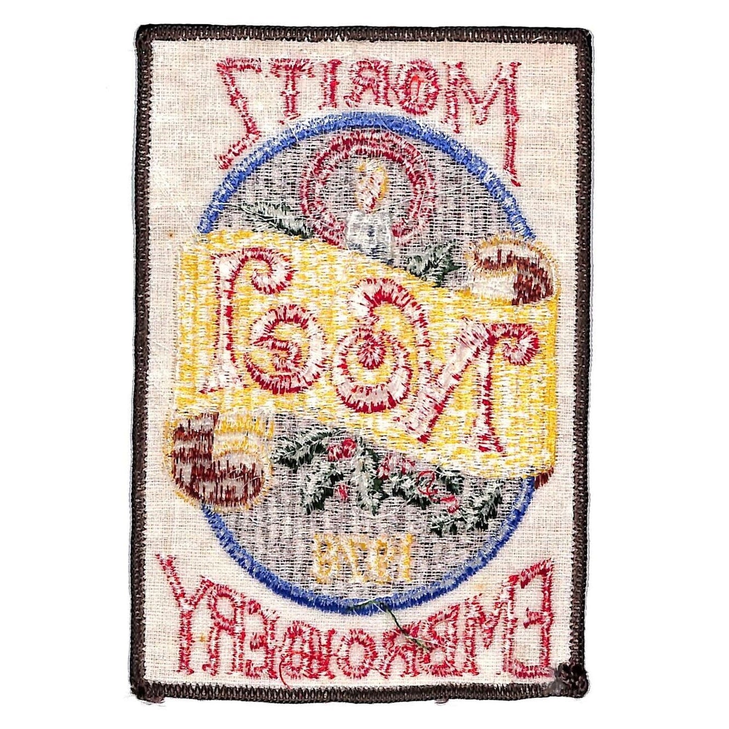 Moritz Embroidery 1978 "Noel" Sample Embroidered 4" x 6" Patch VGC