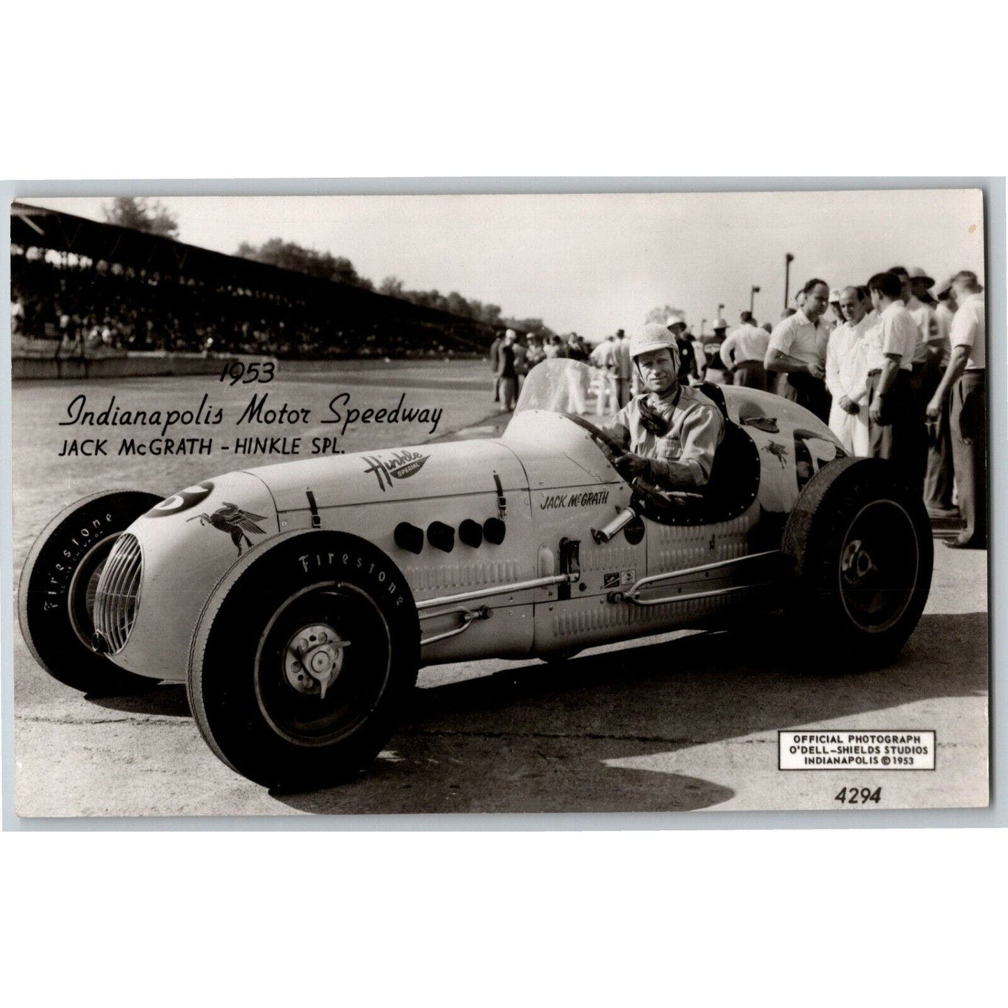 Indy 500 RPPC Postcard "1953 Jack McGrath" Official Race Photo Unposted VGC