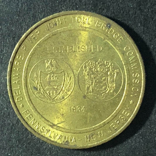 Delaware Joint Toll Bridge (PA & NJ ) Brass G/F One Passage Token 20mm