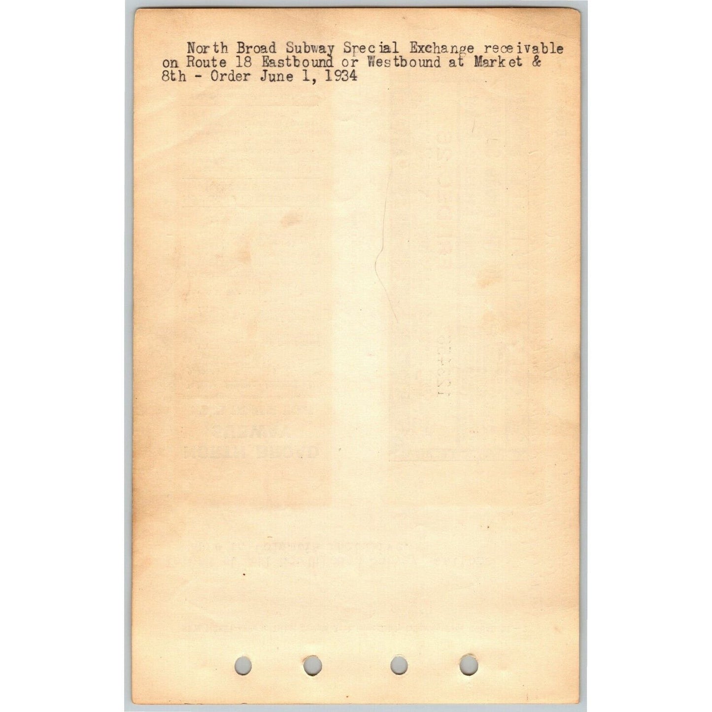 Philadelphia Rapid Transit 1934 Page from Bus Subway Ticket Sample Book (0003)