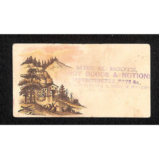 Grand Rapids Mrs. M. Bootz Confectionery Toys Goods Notions Victorian Trade Card