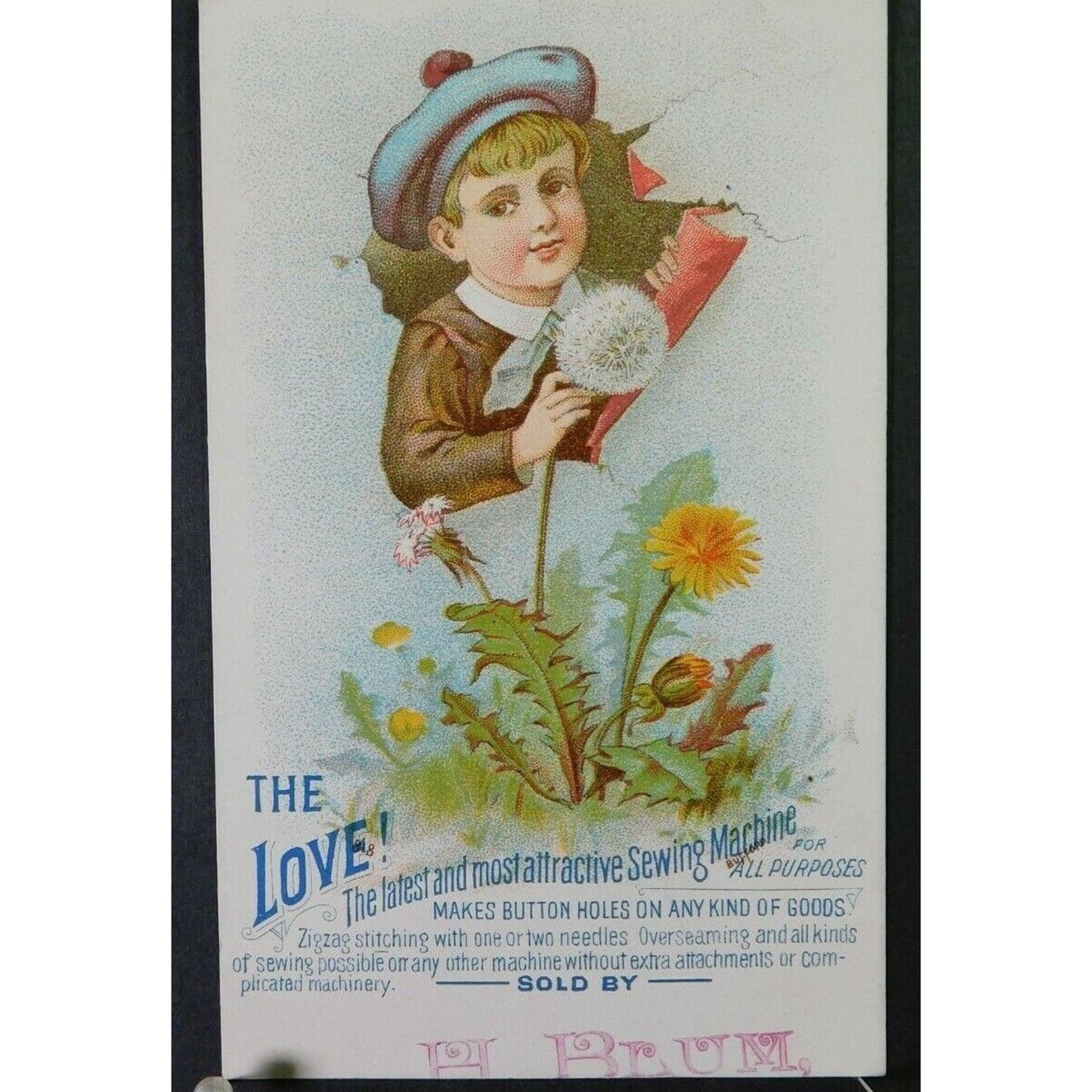 Victorian Advertising Trade Card - The "Most Attractive" "Love" Sewing Machine
