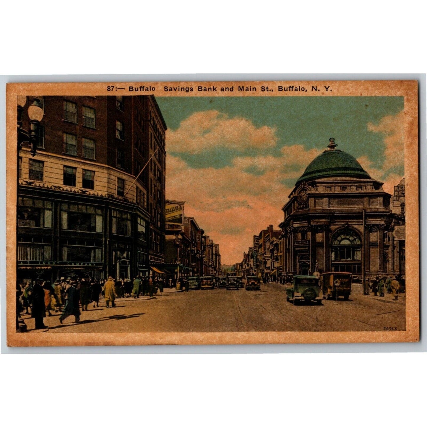 Buffalo Savings Bank & Main St, Buffalo, NY" NP Vintage Postcard