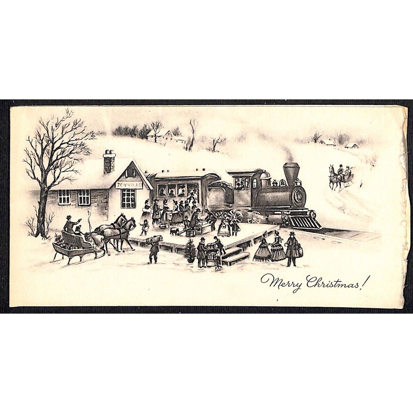 c1950's Locomotive / Railroad Themed Christmas Toyville Gifts "A Gibson Card"