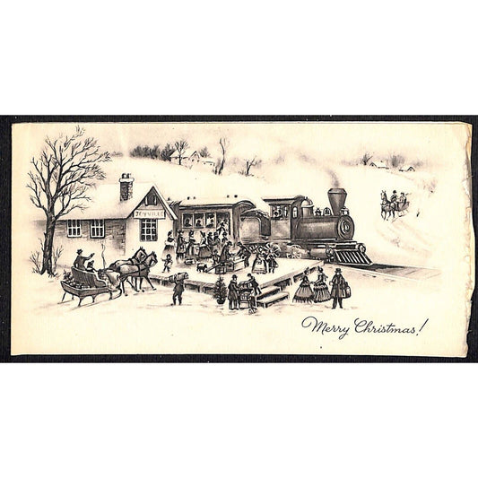 c1950's Locomotive / Railroad Themed Christmas Toyville Gifts "A Gibson Card"