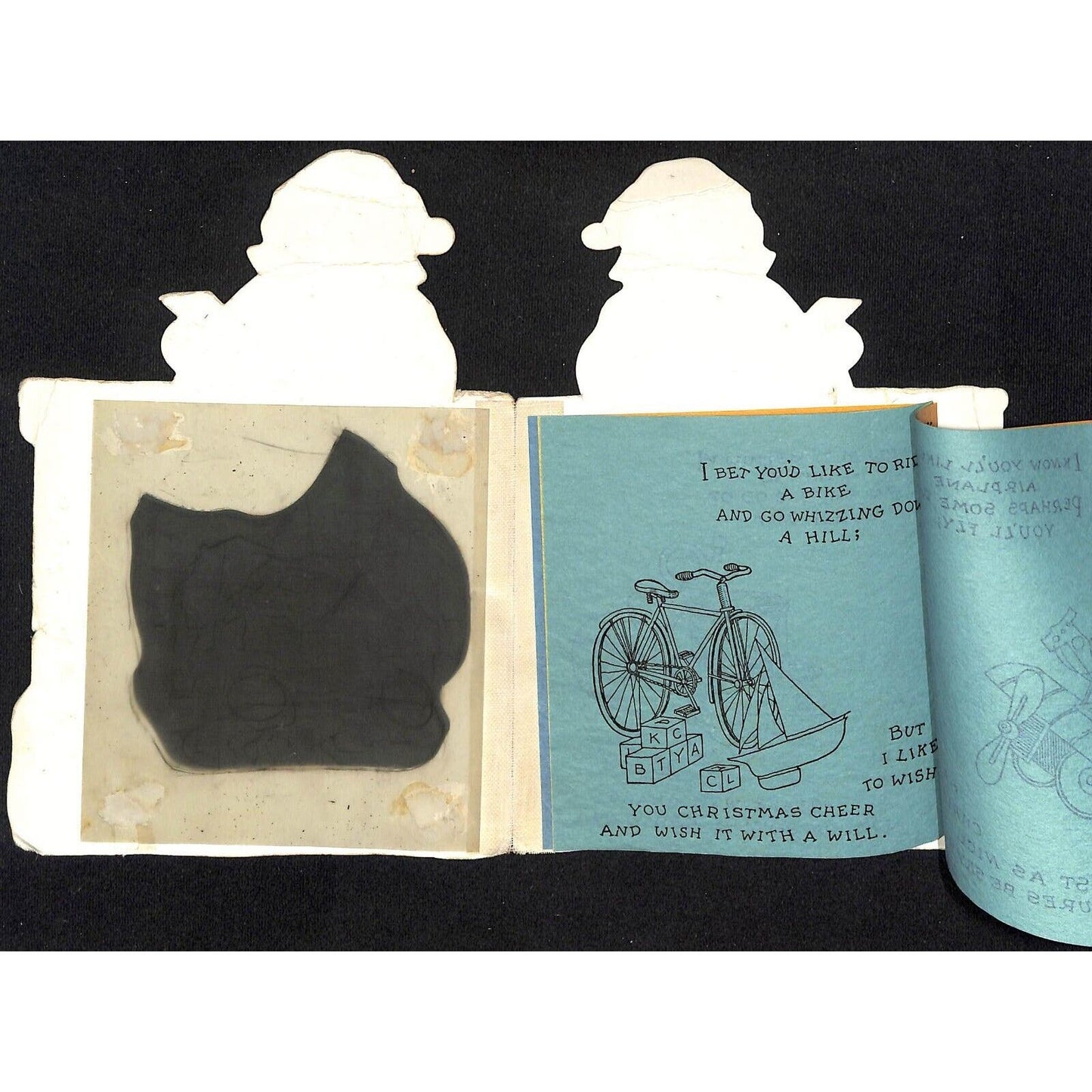 Merry Christmas Santa Greeting Card w/ Trace Panel Affixed Noah's Ark Poem Pages